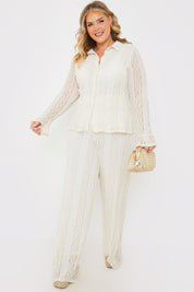 Textured Lace Co Ord Trousers
