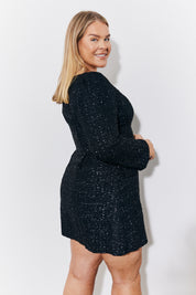 Black Tweed Fit and Flare Mini Dress