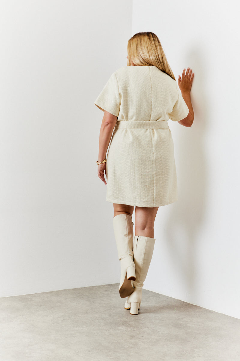 Boucle Belted Mini Dress