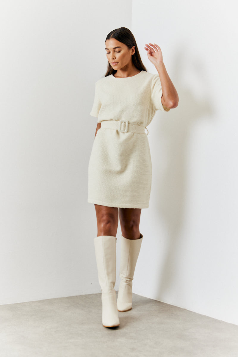 Boucle Belted Mini Dress