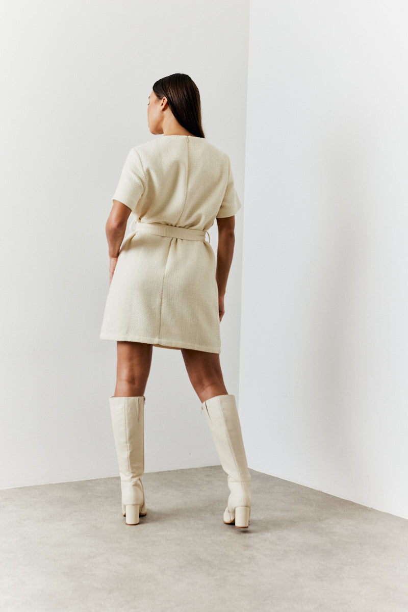 Boucle Belted Mini Dress