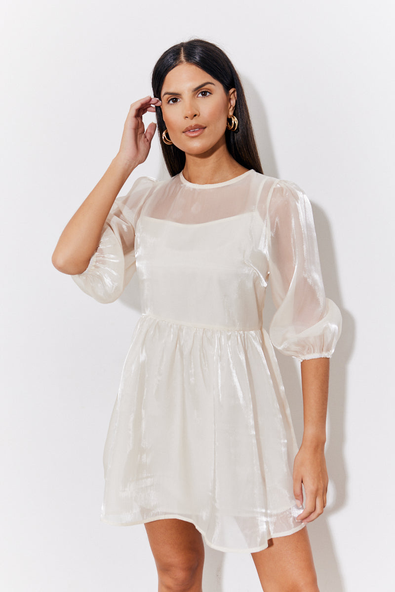 Cream Organza Babydoll Mini Dress – InTheStyle