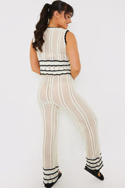 Contrast Binding Crochet Co-Ord Trouser