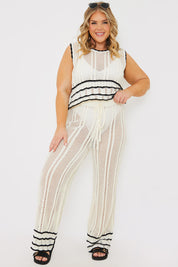 Contrast Binding Crochet Co-Ord Trouser