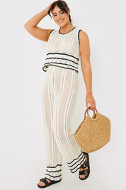 Contrast Binding Crochet Co-ord Top