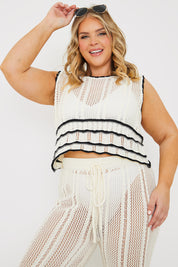 Contrast Binding Crochet Co-ord Top