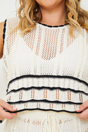 Contrast Binding Crochet Co-ord Top