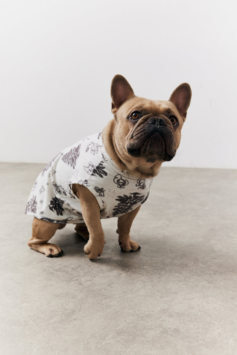 Cream Christmas Tree Matching Dog Coat