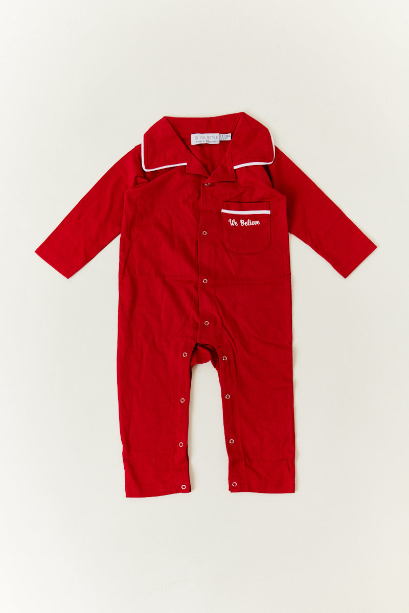 Red Babies We Believe Matching Family Romper