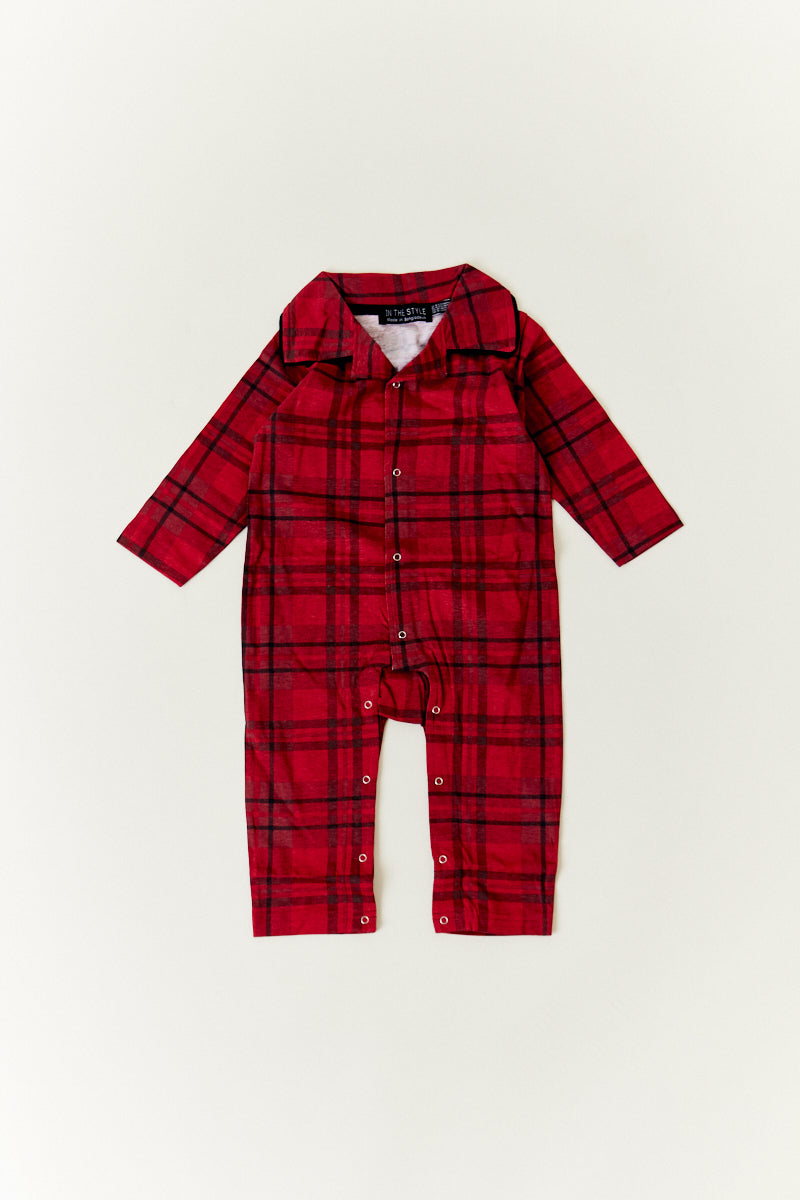 Red Babies Checked Matching Family Romper