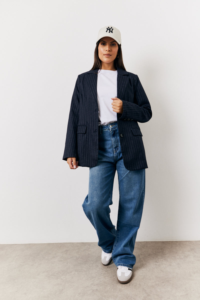 Pinstripe Relaxed Blazer