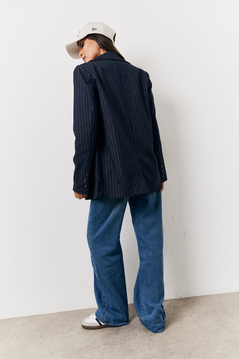 Pinstripe Relaxed Blazer