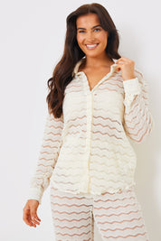 Sheered Chevron Oversized Shirt