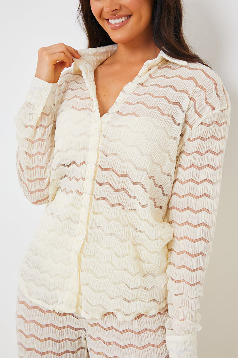 Sheered Chevron Oversized Shirt
