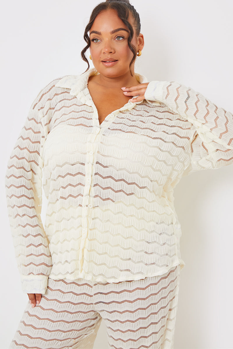 Sheered Chevron Oversized Shirt