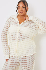 Sheered Chevron Oversized Shirt