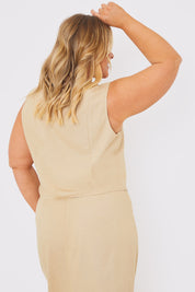 Linen Look Button Through Waistcoat