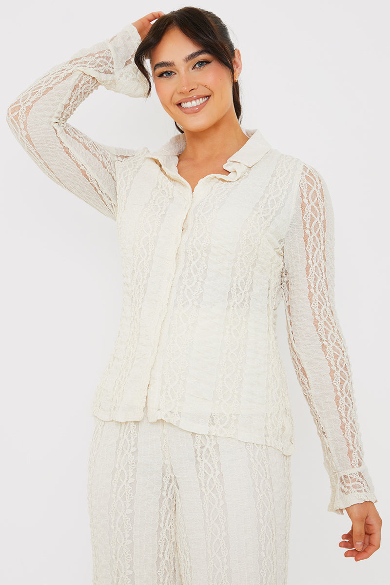 Textured Lace Co Ord Shirt