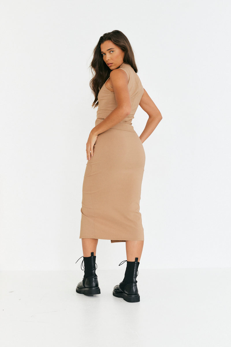 Structured Split Front Co-Ord Midi Skirt