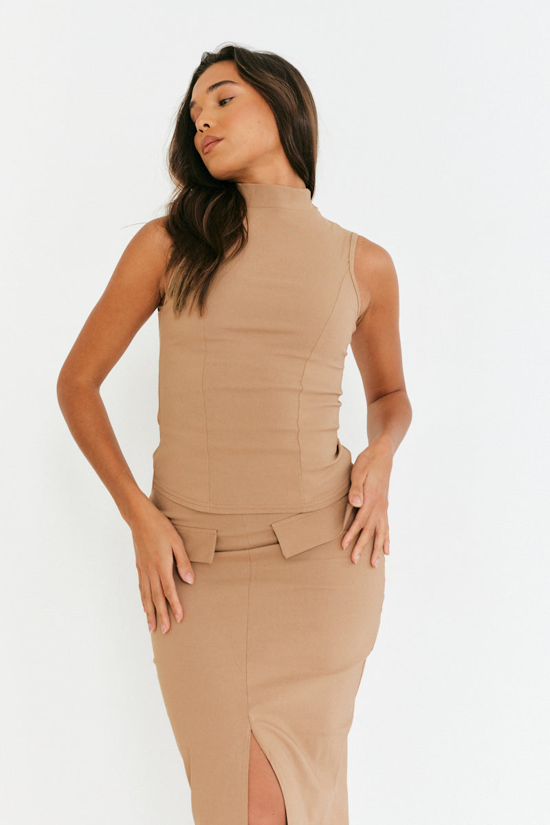 Structured High Neck Co-Ord Top