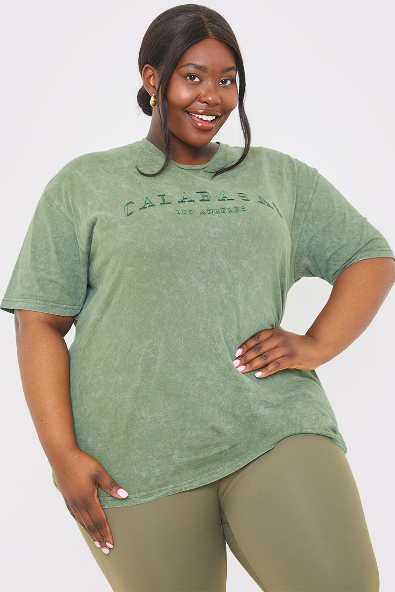 'Calabasas' Acid Wash Slogan T-Shirt