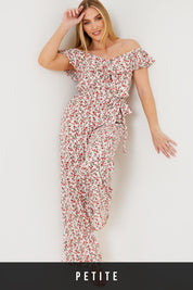 Ditsy Floral Print Wrap Bardot Jumpsuit