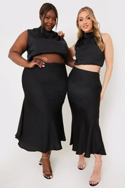 Satin Maxi Skirt Co Ord