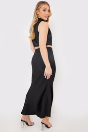 Satin Maxi Skirt Co Ord