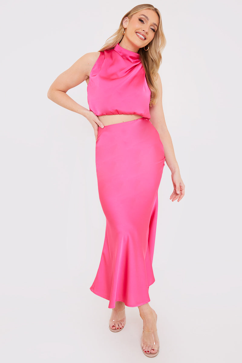 Satin Maxi Skirt Co Ord