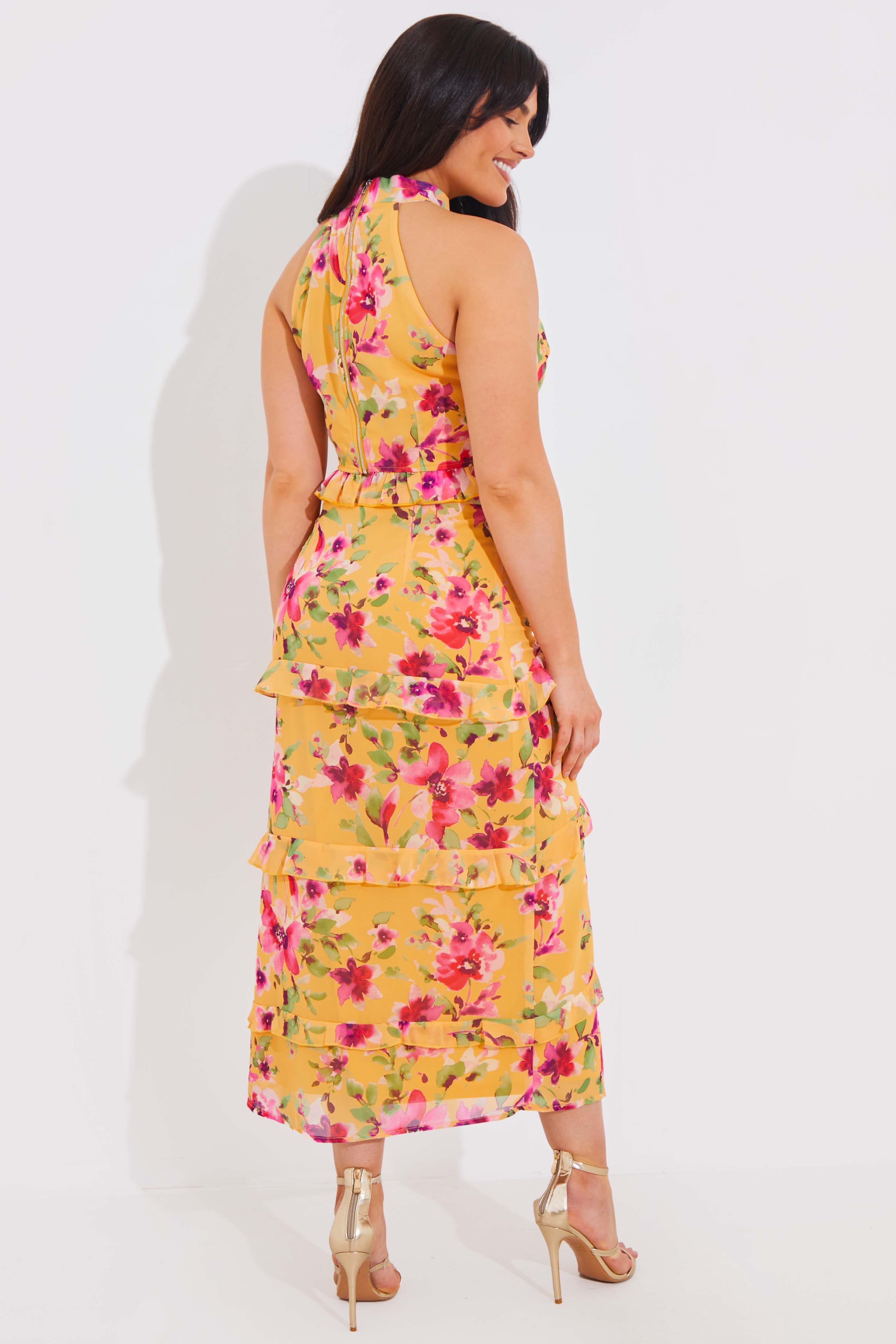Floral Printed Chiffon Maxi Skirt