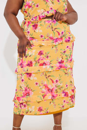 Floral Printed Chiffon Maxi Skirt