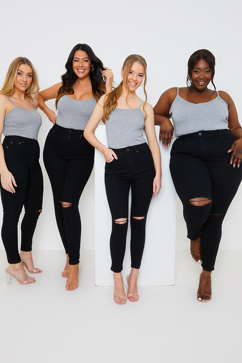Ripped Knee Wash Stretch Skinny Jeans