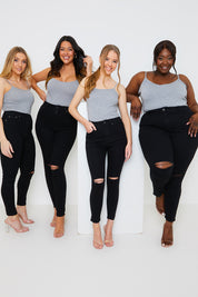 Ripped Knee Wash Stretch Skinny Jeans