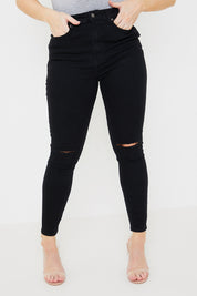 Ripped Knee Wash Stretch Skinny Jeans