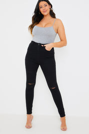 Ripped Knee Wash Stretch Skinny Jeans