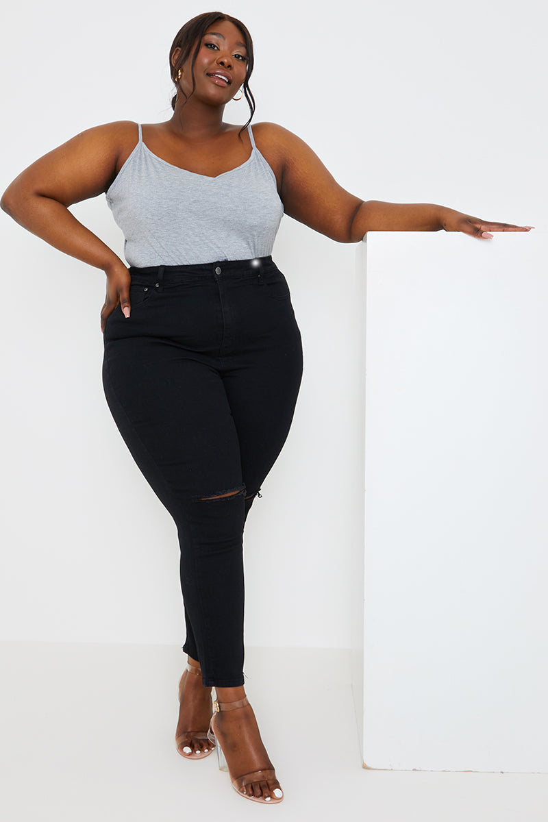 Ripped Knee Wash Stretch Skinny Jeans