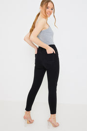 Ripped Knee Wash Stretch Skinny Jeans