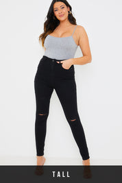 Ripped Knee Wash Stretch Skinny Jeans