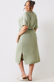 DRAWSTRING WAIST SPLIT HEM TSHIRT DRESS