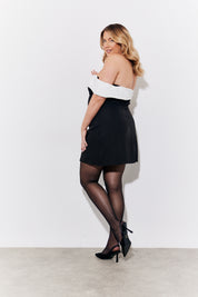 Black Contrast Bow Mini Dress