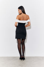 Black Contrast Bow Mini Dress