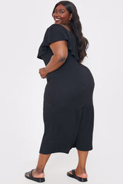 Textured Frill Bardot Midi Dress