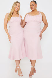 Gathered Bust Strappy Midi Dress