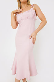 Gathered Bust Strappy Midi Dress