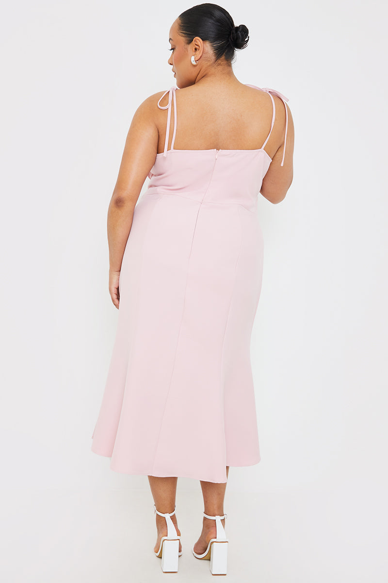 Gathered Bust Strappy Midi Dress