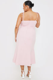 Gathered Bust Strappy Midi Dress