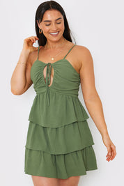 Ruched Bust Tie Mini Dress