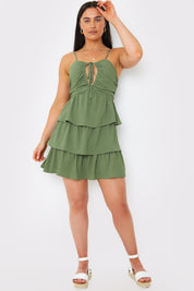 Ruched Bust Tie Mini Dress