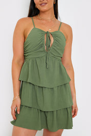 Ruched Bust Tie Mini Dress