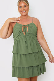 Ruched Bust Tie Mini Dress